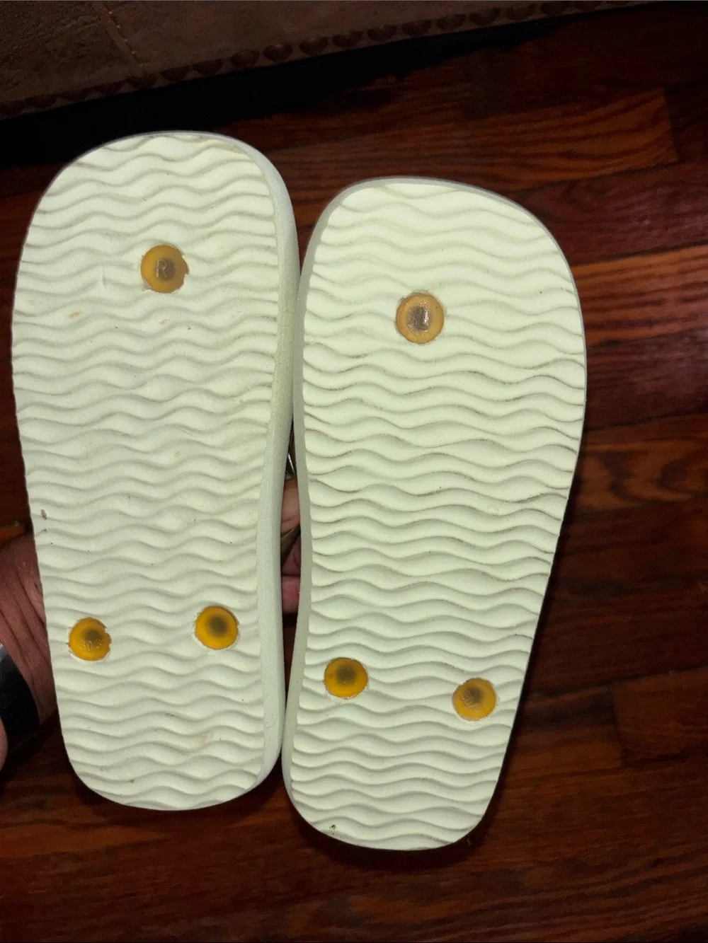 Zara Pale Yellow Floral Jelly Flip Flops